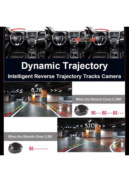 1 Adet Tarzı Kablosuz Modül Koorinwoo Dinamik Yörünge Parktronic Otopark Ters Radar Alarm Sistemi Düz Sensörler Ayna Monitör Dikiz Kamerası (Yurt Dışından)