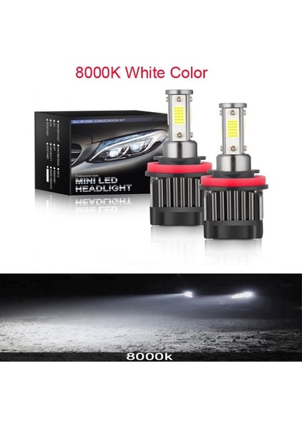 H3 Stili M5 4 Taraflı 8000K Yeni Mini LED Turbo Araba Farları H7 H4 H11 H1 H8 H Hb Hb Sis Farları Lambası Oto Ampuller 80W Lm 12V 24V Moto (Yurt Dışından)