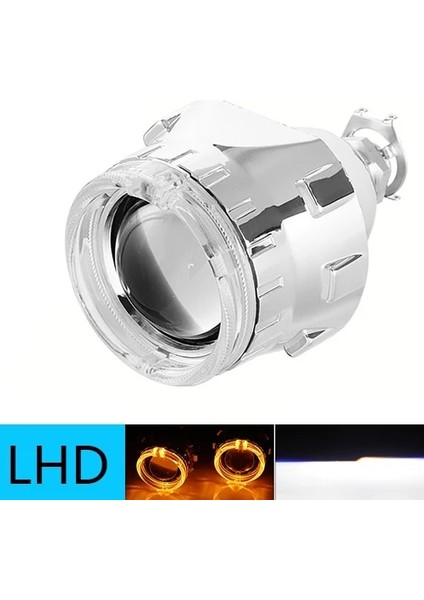 L-Gümüş Kasa-Sarı Stil 1 Parça Gtl H4 H7 Için 2.5 Inç Evrensel Bi Xenon Hıd Motosiklet Araba Far Projektör Len Yükseltme Melek Gözler Projektör Lens Drl (Yurt Dışından)