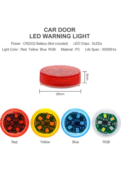 Rgb x 1 Parça Evrensel LED Araba Açılış Kapısı Güvenlik Uyarısı Çarpışma Önleyici Işıklar Manyetik Sensör Strobe Yanıp Sönen Alarm Işıkları Park Lambası (Yurt Dışından)