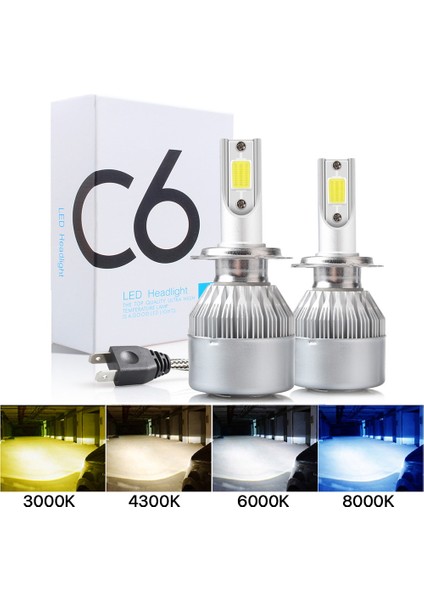 H9 Stili Altın Sarısı LED Araba Far H7 LED H4 Ampul H8 H1 H3 H11 Hb Hb Otomatik Lambalar Sis Işığık 6000K 8000K (Yurt Dışından)