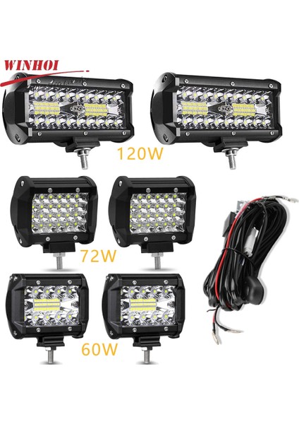 72W 2 Adet Tarzı Car LED Light Bar Offroad 4x4 Spotlights Fog Lamp 12V 24V Diode Headlight Truck Farm Tractor Boat Suv Atv Light Barwork Light (Yurt Dışından) fiyatları
