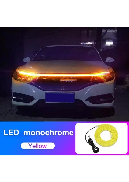 130CM Tarzı Sarı Araba Kaput Gündüz Çalışan Işık Şeridi Su Geçirmez Esnek LED Oto Dekoratif Atmosfer Lambası Ortam Arka Işık 12V Evrensel (Yurt Dışından)