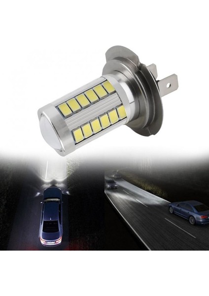H7 Stili 6000K Soğuk Beyaz Yeni H7 Süper Parlak Beyaz Md 33 LED Oto Araba Sis Sürüş Işık Lambası Ampul Dönüş ve Kuyruk Işıkları Araba Sis Farı Far (Yurt Dışından) modelleri