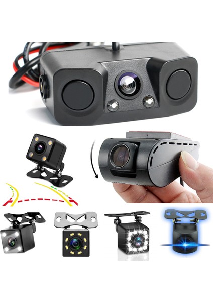 Balık Gözü Araba Radarı ve Arka Görüş Kamerası 3'ü 1 Arada Araba Gece Görüş Radarı Park Sensörü Derecesi IP67 Dvr ile Su Geçirmez Stand (Yurt Dışından)