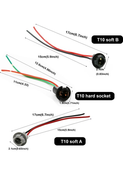 T10 Yumuşak A Stili T10 W5W Yumuşak Ampul Tutucu Adaptörler Kablo LED Ampul Konnektör Soket Kama Taban Ampul Fişi Uzatma Kablo Demeti (Yurt Dışından)