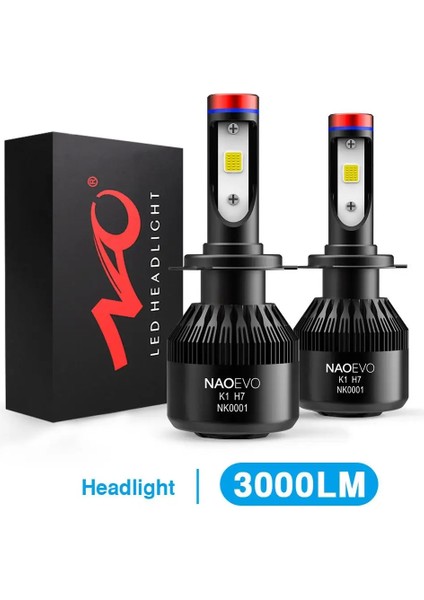 H7 Stili Far Nao H7 LED Farlar H4 LED Ampul Araba H11 H9 H1 H3 Hb4 Hb H8 H Hw 8000LM 12V Işık Beyaz 6000K (Yurt Dışından)