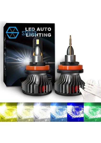 H9 Stili Limon Yeşili Stella LED Araba Lightkkkkkk Farlar Otomatik Buz Lambası Ampulleri H4H7H1H3H (Yurt Dışından)