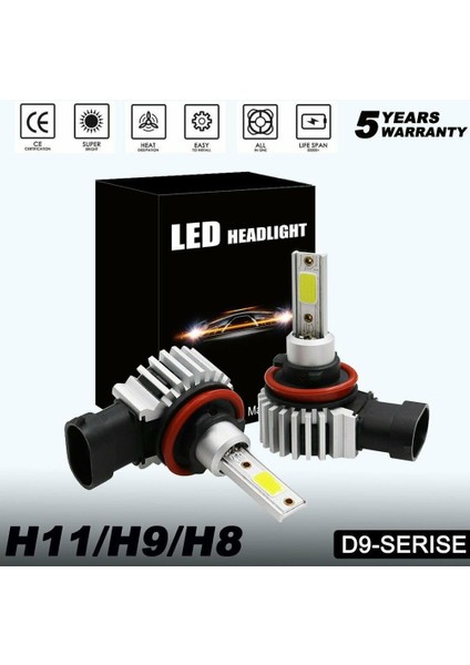 H9 Stili 3000K Altın Yeni 110W LED Mini Araba Far Oto LED Buz Ampul Araba LED Işık H4 H8 H H1 Otomobil Diyot Lambaları H4 LED Ampul H7 (Yurt Dışından)