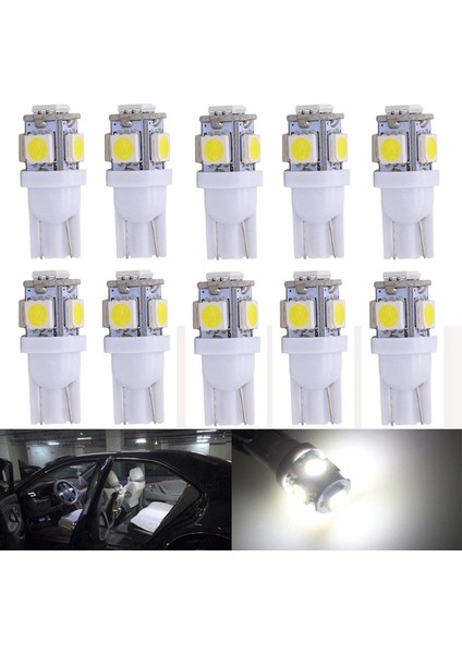 Beyaz Katur T10 W5W LED Ampul 5 Smd LED Beyaz Mavi Kırmızı Sarı Yeşil Süper Parlak Kama Işıklar Ampuller Lambalar 12V Md (Yurt Dışından)