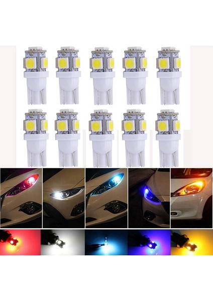 Beyaz Katur T10 W5W LED Ampul 5 Smd LED Beyaz Mavi Kırmızı Sarı Yeşil Süper Parlak Kama Işıklar Ampuller Lambalar 12V Md (Yurt Dışından) fiyatları