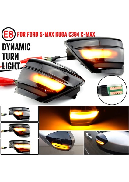 Ford S-Max Kuga-Max Için 2x LED Dinamik Dönüş Sinyali Işık Yan Ayna Sıralı Flaşör Gösterge Lambası (Yurt Dışından)