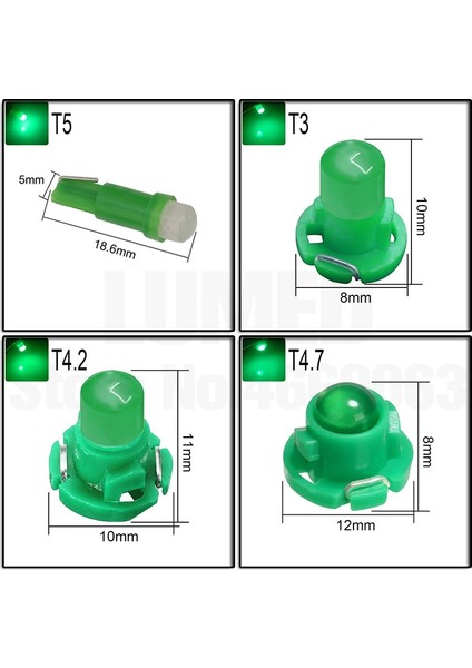 Yeşil Stil T5 Led'i T3 LED B Led'leri Araba Ampul Cob Led'leri Küme Göstergeleri Pano Aletleri Panel Iklim Tabanı Lamba Işığı (Yurt Dışından) fiyatları