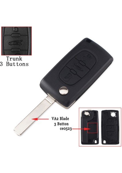 3bt Va2 CE0523 Stili Peugeot Için Dandkey Flip Katlanır Düğmeler Araba Uzaktan Anahtar Kabuk Fob Kılıf Citroe Için Peugeot Için (Yurt Dışından)