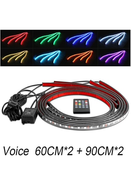 Ses 60CM 90CM 4x Araba Underglow Esnek Şerit LED Uzaktan App Kontrolü Rgb LED Şerit Otomobil Şasi Tüp Altı Gövde Sistemi Neon Işık Altında (Yurt Dışından)