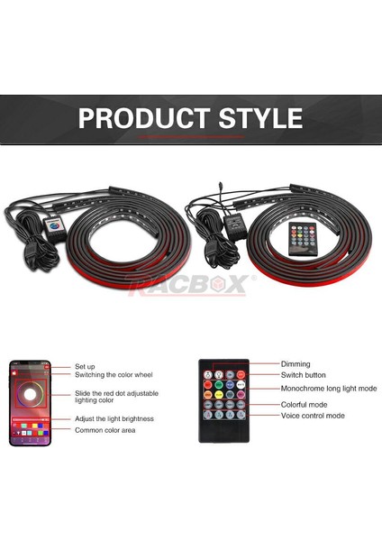 Ses 60CM 90CM 4x Araba Underglow Esnek Şerit LED Uzaktan App Kontrolü Rgb LED Şerit Otomobil Şasi Tüp Altı Gövde Sistemi Neon Işık Altında (Yurt Dışından) fiyatları