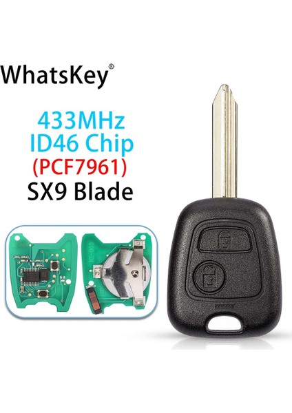 Sx9 Bıçak Stili Whatskey 2 Buttomhz Uzaktan Araba Anahtarı Peugeot Partner Citroe VA2HU83 Bıçak ile ID46 Pcf (Yurt Dışından)