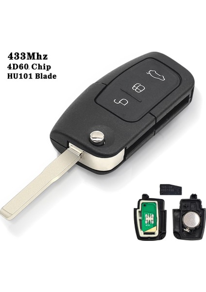 4D60 Çip HU101 Stili Keyyou Sorun 433MHZ 4dd Uzaktan Anahtar Ford Focus 3 Mondeo C Max S Max Galaxy Fiesta Hu FO21 Bıçak Kılıfı 3 Düğmeler (Yurt Dışından)