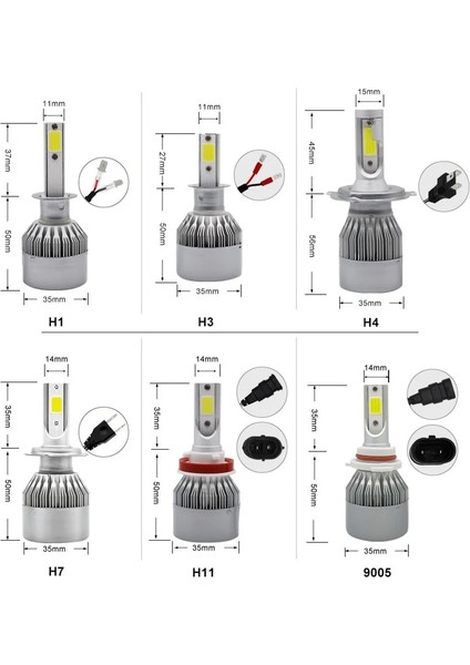 H7 2 Adet H4 LED Far Araba LED Işık H7 Canbus H1 H13 H8 H9 H Hb Hb4 36V K (Yurt Dışından)