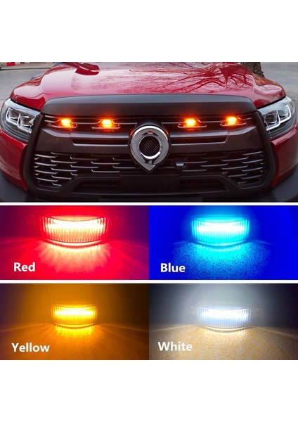 Siyah 3 Lamba Stili Sarı 3 Lamba Araba Ön Izgara Işıkları Suv Pikap Gündüz Çalışan Lamba Otomatik Modifiye Sürüş LED Kartal Göz Işığı Raptor Tarzı Aksesuarlar (Yurt Dışından) fırsatları