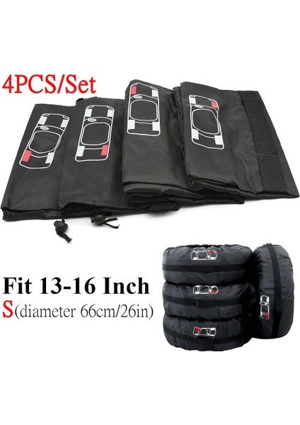 4 Adet Gri 13-16 Inç Tarzı Su Geçirmez Evrensel ve Yedek Lastik Kılıfı Polyester Araba Lastikleri Saklama Çantası Taşıyıcı Oto Lastik Tekerlek Koruyucu Toz Geçirmez (Yurt Dışından)