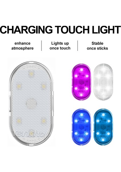 1 Adet Yuvarlak Beyaz Araba Iç Dokunmatik Işık Otomatik Tavan Tavan Okuma Lambası LED Araba Styling Gece Lambası Mini USB Şarj Lambası Araba Kablosuz Işık (Yurt Dışından)