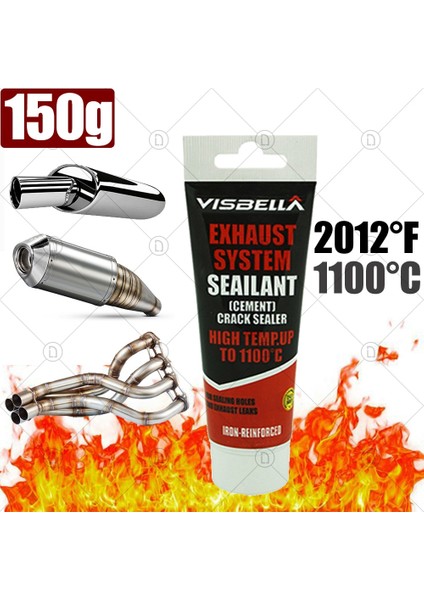 75G Tarzı Yüksek Sıcaklık Mastik Araba Egzoz Borusu Egzoz Susturucu Motosiklet Tamir Oto Tamir Aracı Yapıştır Tutkal Otomotiv Metal 150G (Yurt Dışından)