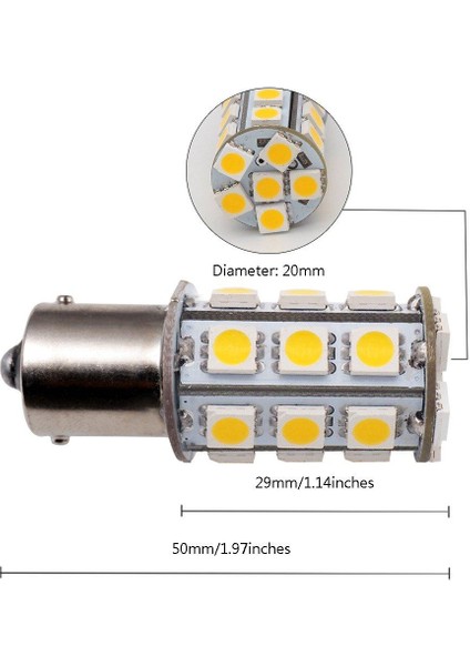 Beyaz 2x Grv BA15S Yüksek Güçlü Araba LED Ampul Smd Acdc Sıcak Beyaz (Yurt Dışından)