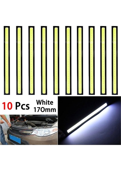 Beyaz Et Araba Styling Çalışma Işıkları 12V Cob LED Drl Sürüş Gündüz Çalışan Işık Şeridi Cob LED Drl Çubuk Çizgili Panel 17CM (Yurt Dışından)