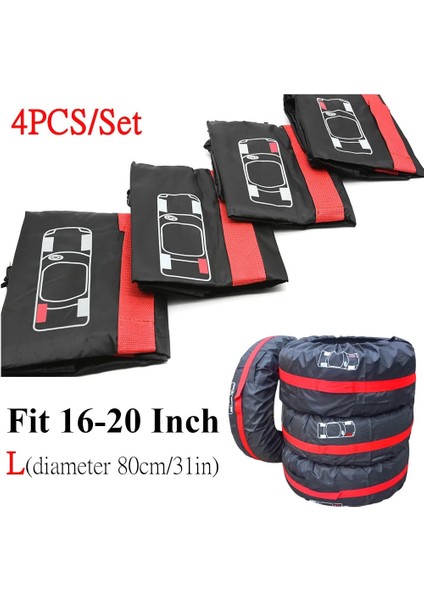 4 Adet Kırmızı 16-20 Inç Tarzı Su Geçirmez Evrensel ve Yedek Lastik Kılıfı Polyester Araba Lastikleri Saklama Çantası Taşıyıcı Oto Lastik Tekerlek Koruyucu Toz Geçirmez (Yurt Dışından)