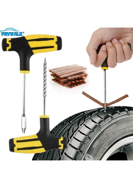 Xiyu Shop Siyah Set Plus Stili Lastik Şeritler ile Araba Lastik Tamir Aletleri Kiti Tubeless Lastik Delinme Saplama Fiş Garaj Araçları Kamyon Motosiklet Için Set (Yurt Dışından)