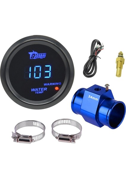 Gösterge Satış Kutusu 34MM Stili Dragon Blue LED Işık Araba Yarışı Modifikasyonu Dijital Su Sıcaklık Ölçer Santigrat Sıcaklık Ölçer Sensörlü (Yurt Dışından)