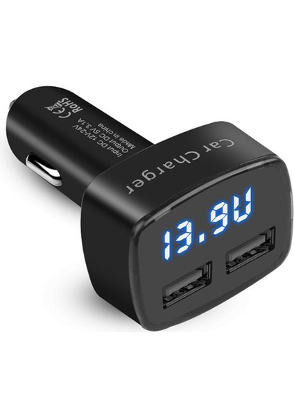 No.1 Tarzı 3.1A Çift USB Araç Şarj Cihazı 5V Evrensel Voltaj Sıcaklıkcurrent Meter Tester Adaptörü Dijital LED Ekran Huawei Için (Yurt Dışından)