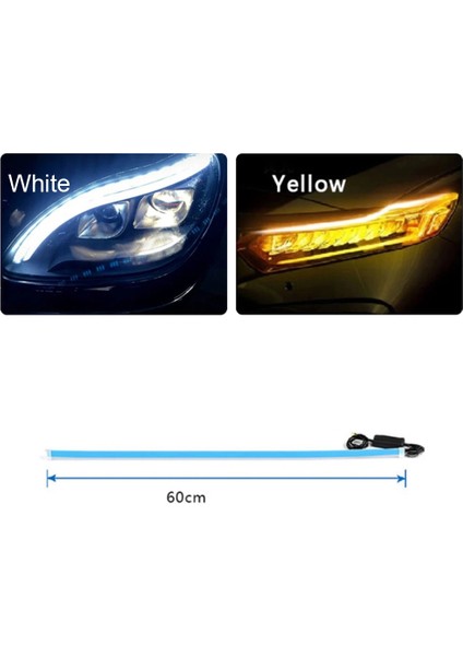 30CM Tarzı Beyaz Sarı W Gündüz Koşu Şerit LED Dönüş Sinyali Evrensel Yumuşak Tüp Far Şeridi LED Dönüş Sinyali Işık Araba Aksesuarları (Yurt Dışından)
