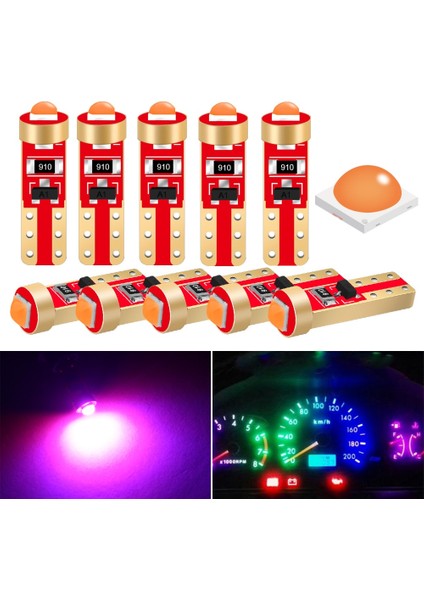 Pembe Keın T5 LED Ampul W3W Araba Pano Gösterge Işığı LED Kırmızı Panel Polarite Yok Otomatik Gösterge Lambası 12V Beyaz Mavi (Yurt Dışından)