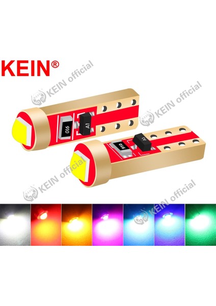 Pembe Keın T5 LED Ampul W3W Araba Pano Gösterge Işığı LED Kırmızı Panel Polarite Yok Otomatik Gösterge Lambası 12V Beyaz Mavi (Yurt Dışından)