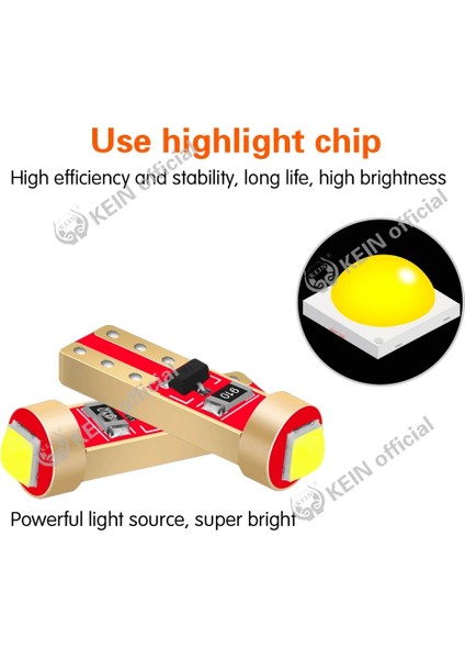 Pembe Keın T5 LED Ampul W3W Araba Pano Gösterge Işığı LED Kırmızı Panel Polarite Yok Otomatik Gösterge Lambası 12V Beyaz Mavi (Yurt Dışından)