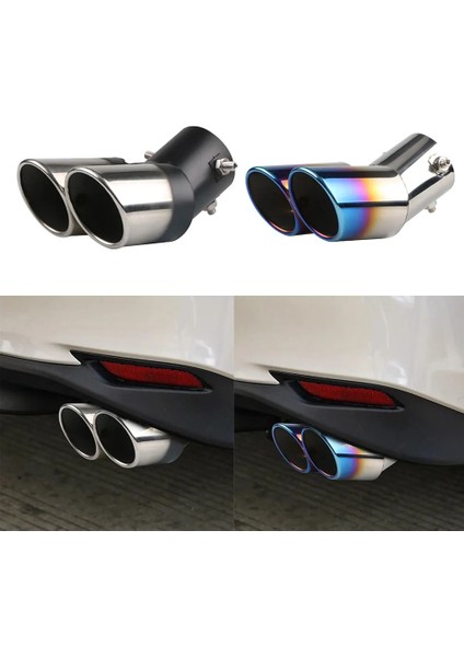 No.4 Tarzı Evrensel Oto Susturucu Susturucu Çift Çıkışlı Araba Egzoz Ucu Paslanmaz Çelik Eğimli Haddelenmiş Kenar Blacksilver Anti-Direnç Repai (Yurt Dışından) fiyatları