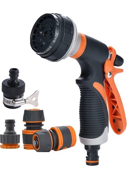 4 Parçalı Set Stili Et Sulama Tabancası Bahçe Memesi Hortum Memesi Ayarlanabilir Meme Su Tabancası Çim Hortumu Çok Işlevli Bahçe Yüksek Basınçlı Püskürtücü (Yurt Dışından)