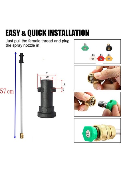 Turuncu Tarzı 21INCH Araba Püskürtücü Uzatma Lance. Karcher Için Farklı Erkek Konu Adaptörü, Lavorbrands Of Yüksek Basınçlı Yıkayıcı Çamaşır Makinesi (Yurt Dışından)