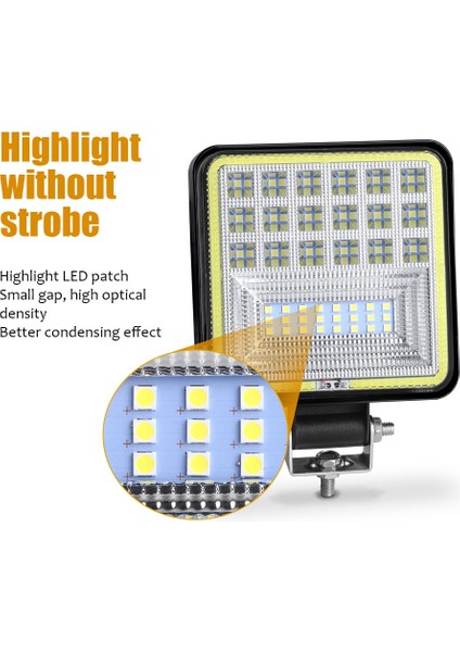 Siyah Stil 126W 42 LED LED Çalışma Işığı Spot Kare 12V 24V Drl Araba Işık Kamyon Suv 4WD 4x4 Tekne Atv Jeep Traktör Sis Işık 28MM (Yurt Dışından) fırsatları