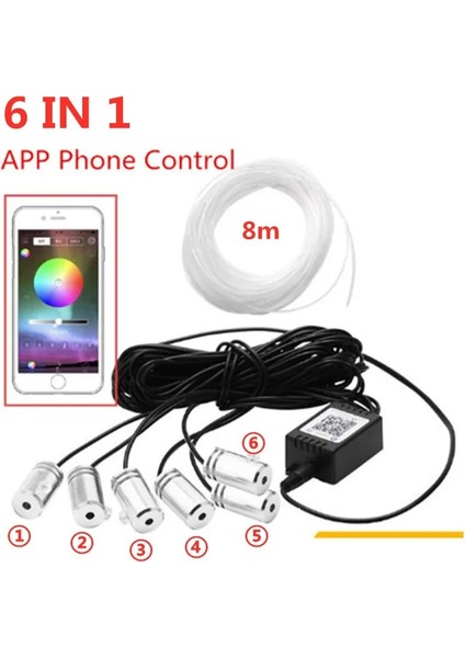 6m Hattı Bluetooth Oto Esnek Lambalar Araba Atmosfer Işığı Ortam Iç Dekorasyon Uygulaması Ses Kontrolü Kablosuz Rgb Neon LED Şeritler (Yurt Dışından) modelleri