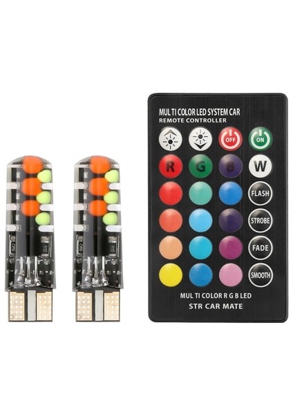 Bir Set Rgb Ampul 2020 LED W5W T10 Rgb Gümrükleme Işığı Yeni Evrensel Araba Rgb Cob 12SMDS Uzaktan Kumandalı Renkli Çok Modlu Araba Ampulleri (Yurt Dışından)