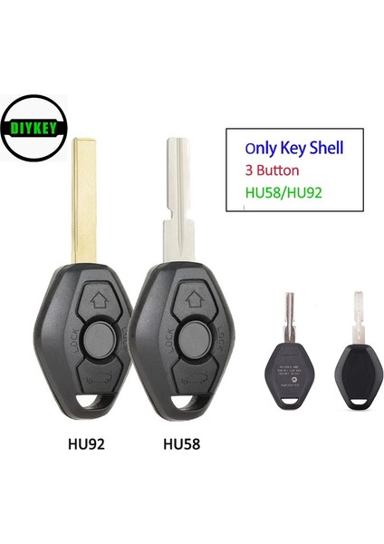 HU92 - Kelime Olmadan Dıykey Uzaktan Anahtar Kabuk 3 Düğme HU92 HU58 Bıçak Arka Sözcükler Bmw Z3 Z4 X3 X5 E Için Opsiyonel (Yurt Dışından)