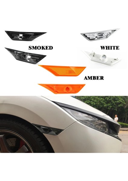 Ampuller Tarzı ile Beyaz Yubao Araba Yan Işaretleyiciler Lens Switchback Smokedamberwhite Sinyal Lambaları Civic x 10TH Flaşör Köşe Park Işığı (Yurt Dışından) fiyatları