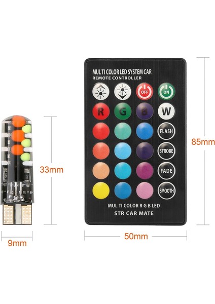 Bir Set Rgb Ampul 2020 LED W5W T10 Rgb Gümrükleme Işığı Yeni Evrensel Araba Rgb Cob 12SMDS Uzaktan Kumandalı Renkli Çok Modlu Araba Ampulleri (Yurt Dışından)