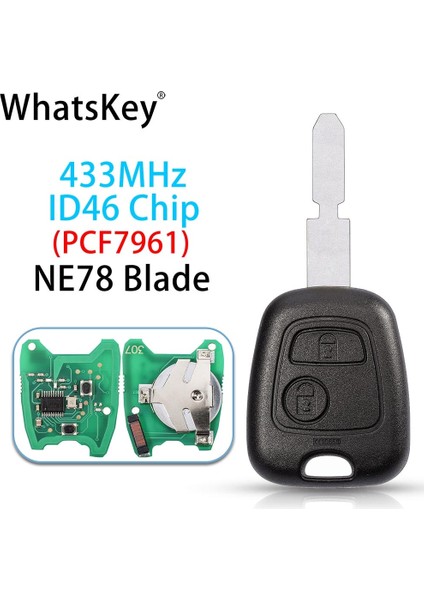 NE78 Bıçak Stili Whatskey 2 Buttomhz Uzaktan Araba Anahtarı Peugeot Partner Citroe VA2HU83 Bıçak ile ID46 Pcf (Yurt Dışından)