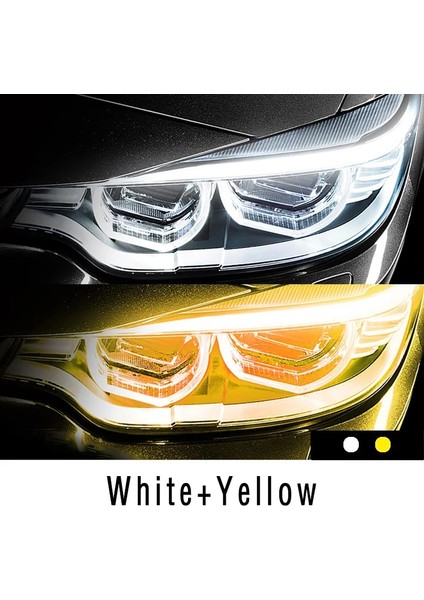 30CM Tarzı Beyaz ve Sarı Araba LED Drl Şerit Gündüz Farları Dönüş Sinyali Ampulü Esnek Su Geçirmez Otomatik cm Beyaz Sarı Fren Akış Lam (Yurt Dışından)