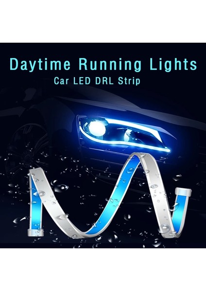 30CM Tarzı Beyaz ve Sarı Araba LED Drl Şerit Gündüz Farları Dönüş Sinyali Ampulü Esnek Su Geçirmez Otomatik cm Beyaz Sarı Fren Akış Lam (Yurt Dışından) fırsatları