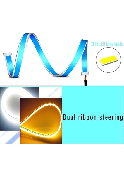 30CM Tarzı Beyaz ve Sarı Araba LED Drl Şerit Gündüz Farları Dönüş Sinyali Ampulü Esnek Su Geçirmez Otomatik cm Beyaz Sarı Fren Akış Lam (Yurt Dışından) indirimleri